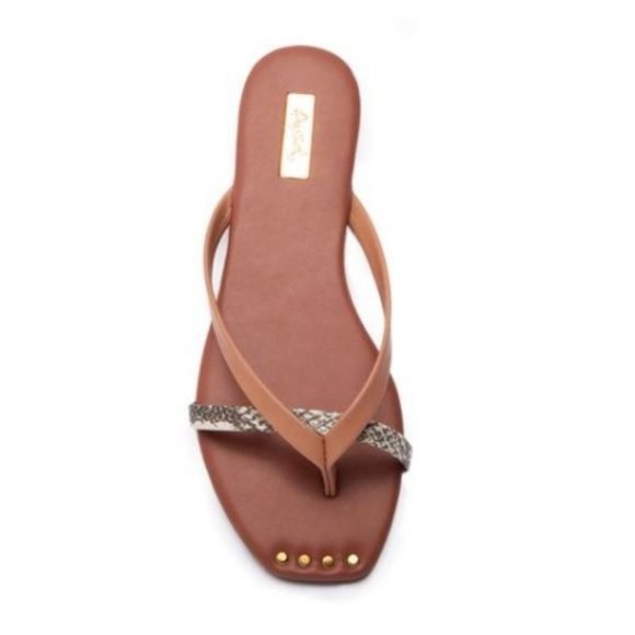 My Poshtique Shoes - !! NEW !! Two Way Strap Sandals with Gold Detail in Blush Snake